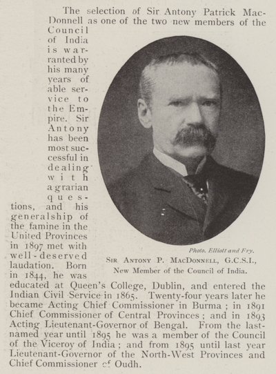 Sir Antony P MacDonnell, GCSI, Intian neuvoston uusi jäsen tekijältä English Photographer