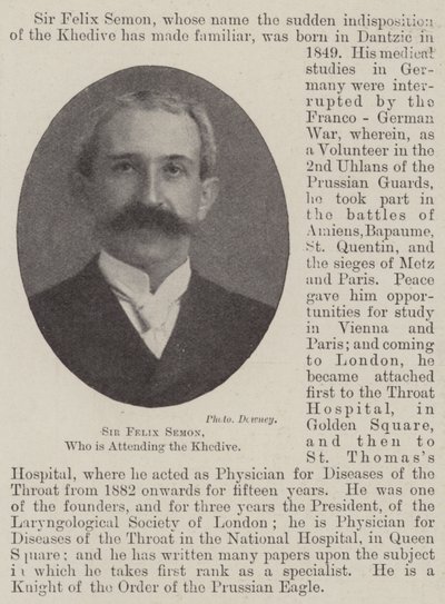 Sir Felix Semon, joka osallistuu Khediveen tekijältä English Photographer