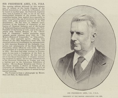 Sir Frederick Abel, CB, FRS, British Associationin puheenjohtaja vuodelle 1890 tekijältä English Photographer