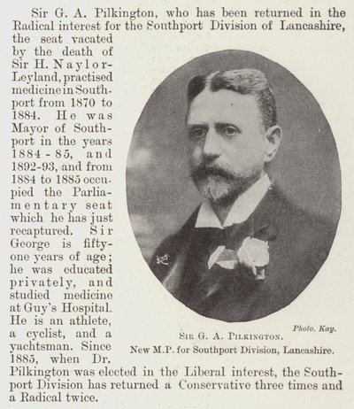 Sir G A Pilkington, uusi kansanedustaja Southport Divisionille, Lancashire tekijältä English Photographer