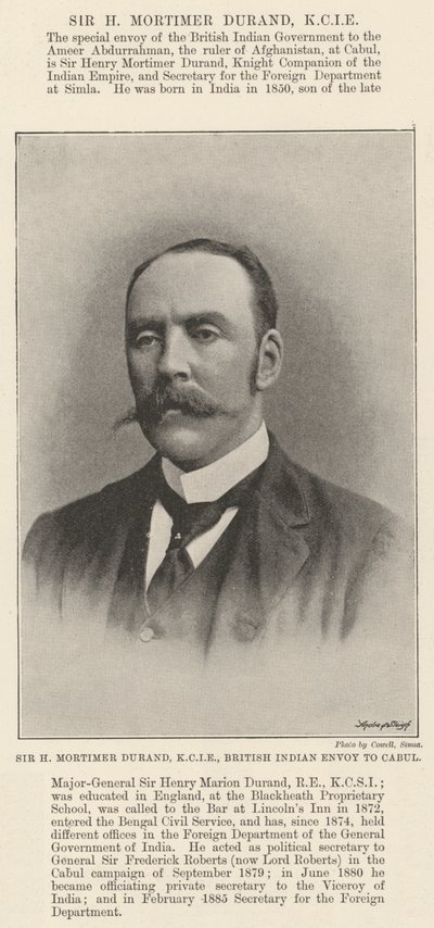 Sir H Mortimer Durand, KCIE, Ison-Britannian Intian lähettiläs Cabulissa tekijältä English Photographer