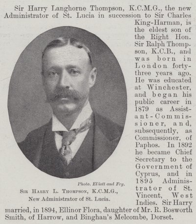 Sir Harry L Thompson, KCMG, St Lucian uusi hallintojohtaja tekijältä English Photographer