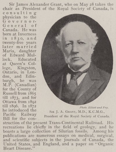 Sir J A Grant, MD, KCMG, Kanadan kuninkaallisen seuran puheenjohtaja tekijältä English Photographer