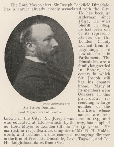 Sir Joseph Dimsdale, Lontoon lordipormestari tekijältä English Photographer