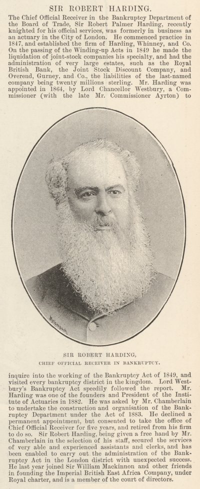 Sir Robert Harding, johtava konkurssipesänhoitaja tekijältä English Photographer