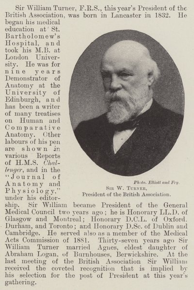 Sir W Turner, British Associationin puheenjohtaja tekijältä English Photographer