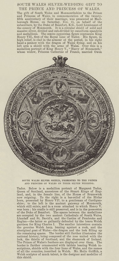 South Wales Silver Shield, joka esitettiin Walesin prinssille ja prinsessalle heidän hopeahäissään tekijältä English Photographer