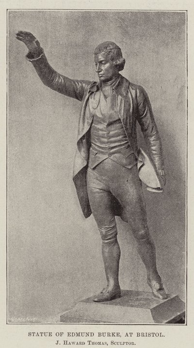 Edmund Burken patsas Bristolissa, kuvanveistäjä J Haward Thomas tekijältä English Photographer