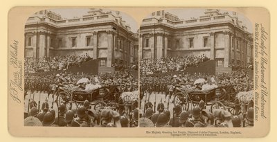 Stereografinen printti Queen Victorias Diamond Jubileesta tekijältä English Photographer