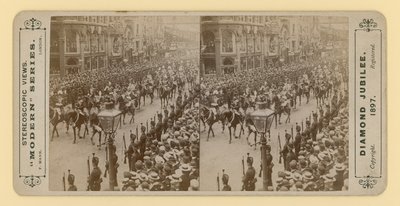 Stereoskooppinen printti Queen Victorias Diamond Jubileesta 28. kesäkuuta 1897 tekijältä English Photographer