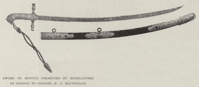 Highlanders esitti Lontoossa kunniamiekan eversti H A MacDonaldille tekijältä English Photographer