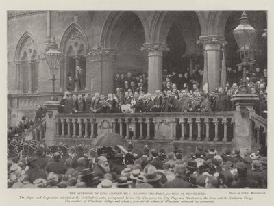 Kuningas Edward VII:n liittyminen, lukemassa julistusta Winchesterissä tekijältä English Photographer