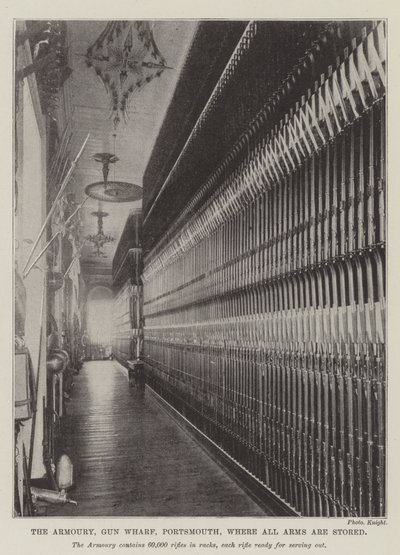 Armoury, Gun Wharf, Portsmouth, jossa kaikki aseet säilytetään tekijältä English Photographer