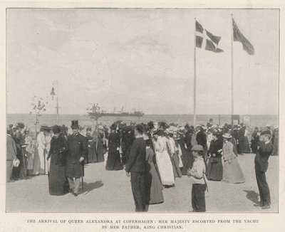 Kuningatar Alexandran saapuminen Kööpenhaminaan, hänen majesteettinsa isänsä, kuningas Christianin saattajana jahdista tekijältä English Photographer