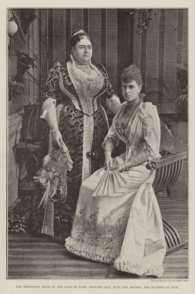 Yorkin herttuan kihlattu morsian, prinsessa May äitinsä, Teckin herttuataren kanssa tekijältä English Photographer