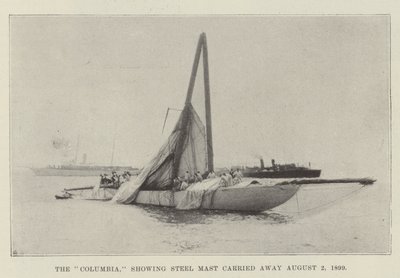 Columbia, jossa näkyy teräsmasto, joka kuljetettiin 2. elokuuta 1899 tekijältä English Photographer