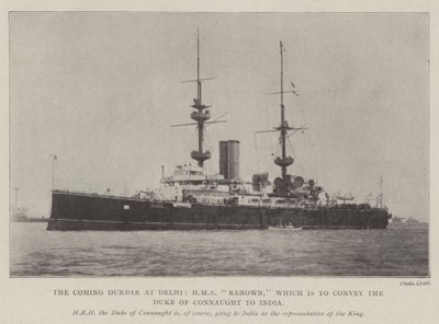 Tuleva Durbar Delhissä, HMS Renown, joka kuljettaa Connaughtin herttua Intiaan tekijältä English Photographer