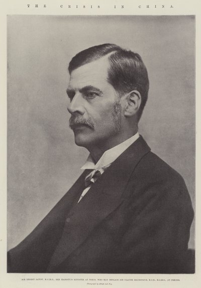 Kiinan kriisi, Sir Ernest Satow, KCMG, Hänen Majesteettinsa Tokion ministeri, joka voi korvata Sir Claude MacDonaldin, KCB, KCMG, Pekingissä tekijältä English Photographer