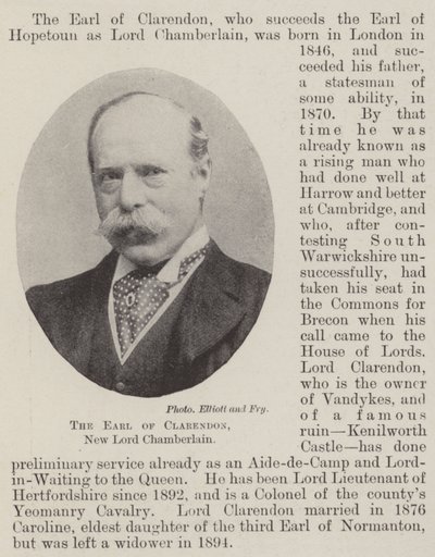 Earl of Clarendon, New Lord Chamberlain tekijältä English Photographer