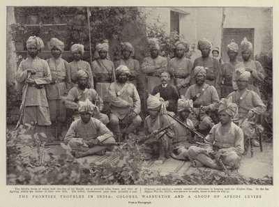 The Frontier Troubles in India, eversti Warburton ja ryhmä Afridi Levies tekijältä English Photographer