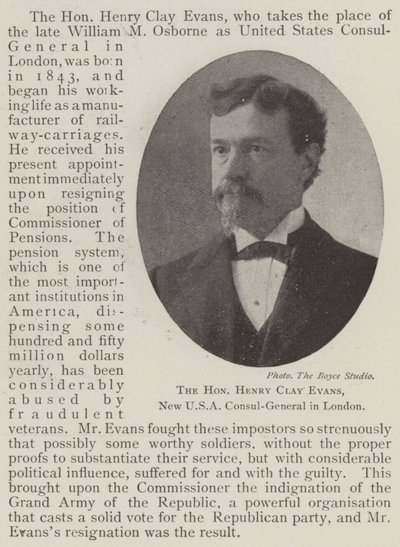 Kunnioitettava Henry Clay Evans, Yhdysvaltain uusi pääkonsuli Lontoossa tekijältä English Photographer