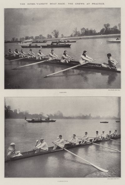 Inter-Varsity Boat-Race, miehistöt harjoituksissa tekijältä English Photographer
