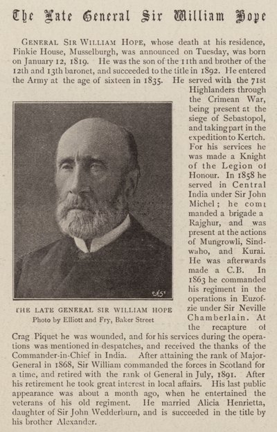 Edesmennyt kenraali Sir William Hope tekijältä English Photographer