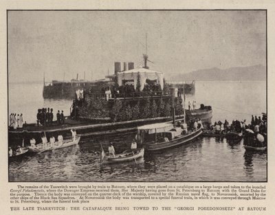 Myöhäinen Tsarevitch, Catafalque hinataan Georgi Pobedonosetsille Batoumissa tekijältä English Photographer