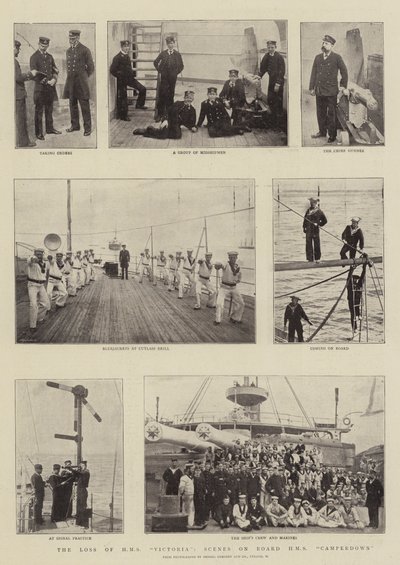 HMS Victorian menetys, kohtauksia HMS Camperdownissa tekijältä English Photographer