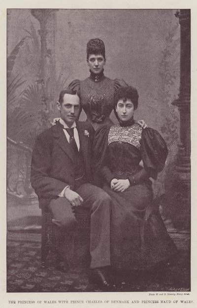 Walesin prinsessa yhdessä Tanskan prinssi Charlesin ja Walesin prinsessa Maudin kanssa tekijältä English Photographer