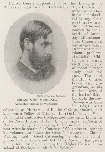 Pastori Canon Gore, DD, nimitettiin Worcesterin piispaksi tekijältä English Photographer
