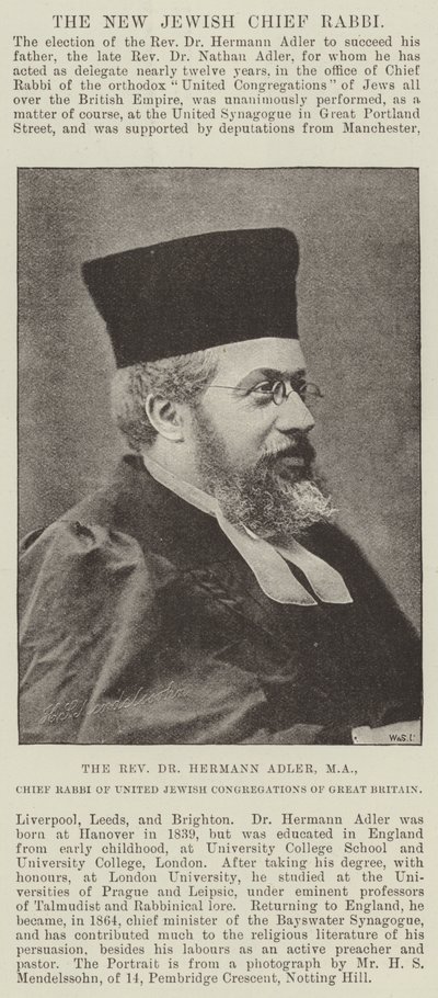 Pastori Hermann Adler, MA, Iso-Britannian yhdistyneiden juutalaisten seurakuntien päärabbi tekijältä English Photographer