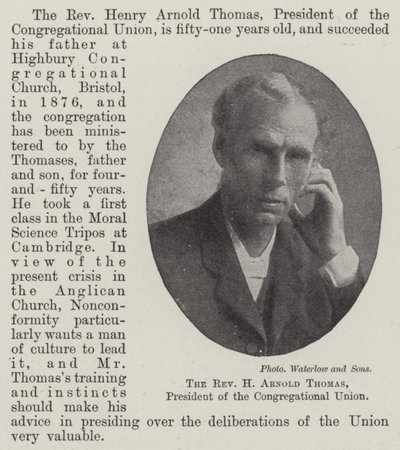 Pastori H Arnold Thomas, seurakuntaliiton puheenjohtaja tekijältä English Photographer