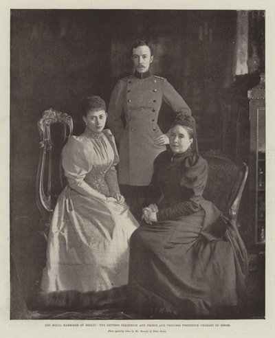 Kuninkaallinen häät Berliinissä, keisarinna Frederick ja Hessenin prinssi ja prinsessa Frederick Charles tekijältä English Photographer