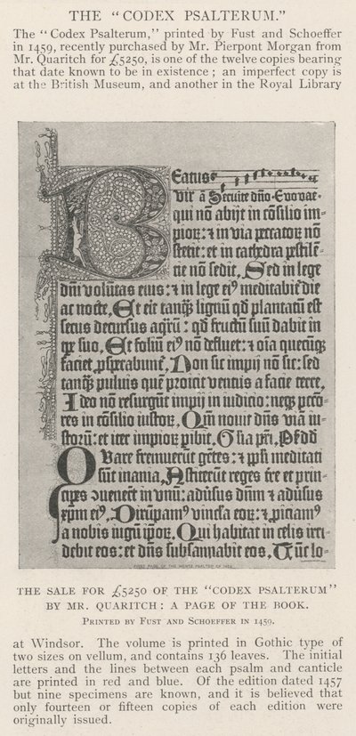 Mr Quaritchin Codex Psalterumin myynti 5 250 puntaa, kirjan sivu tekijältä English Photographer
