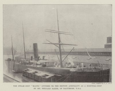 Steam-Ship Maine, jonka Bernard Baker Baltimoresta, USA:sta tarjosi Brittiläiselle Admiralitylle sairaalalaivaksi tekijältä English Photographer