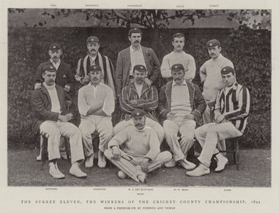 Surrey Eleven, krikettipiirin mestaruuden voittajat, 1894 tekijältä English Photographer