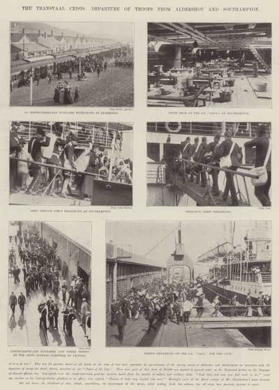 Transvaalin kriisi, joukkojen lähtö Aldershotista ja Southamptonista tekijältä English Photographer