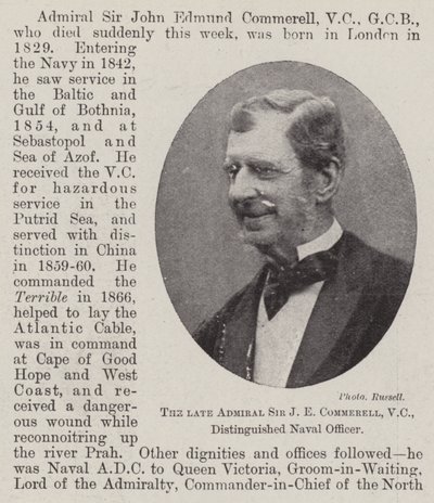 Edesmennyt amiraali Sir J E Commerell, VC, arvostettu merivoimien upseeri tekijältä English Photographer