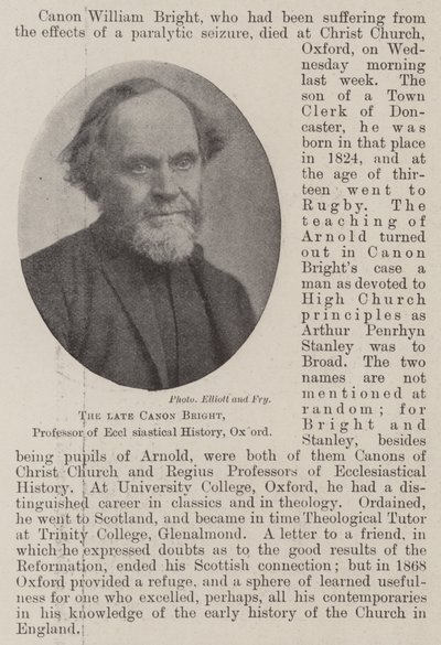 Edesmennyt Canon Bright, Oxfordin kirkkohistorian professori tekijältä English Photographer