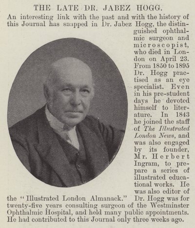 Edesmennyt tohtori Jabez Hogg tekijältä English Photographer