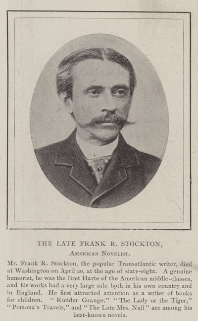 Edesmennyt Frank R Stockton, yhdysvaltalainen kirjailija tekijältä English Photographer