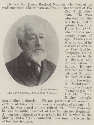 Edesmennyt kenraali Sir Henry Norman tekijältä English Photographer