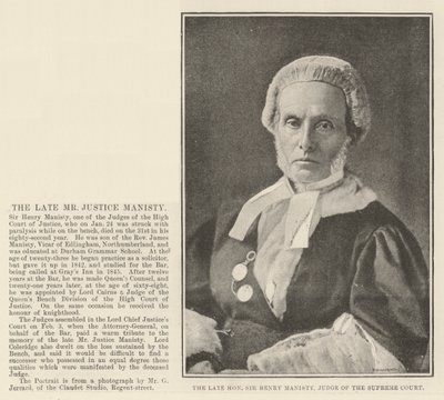Edesmennyt herra Sir Henry Manisty, korkeimman oikeuden tuomari tekijältä English Photographer