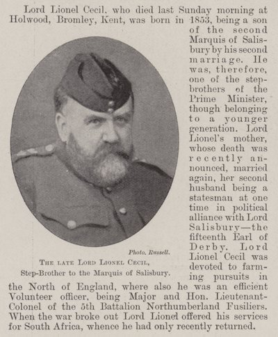Edesmennyt lordi Lionel Cecil, Salisburyn markiisin velipuoli tekijältä English Photographer