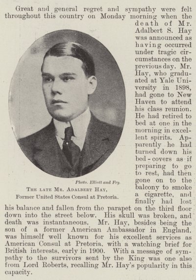 Edesmennyt herra Adalbert Hay, entinen Yhdysvaltain konsuli Pretoriassa tekijältä English Photographer