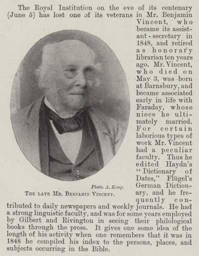 Edesmennyt herra Benjamin Vincent tekijältä English Photographer