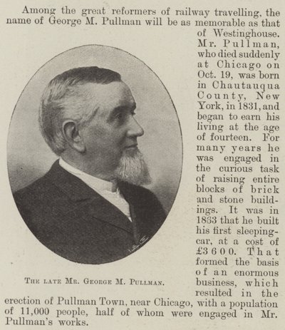 Edesmennyt herra George M Pullman tekijältä English Photographer