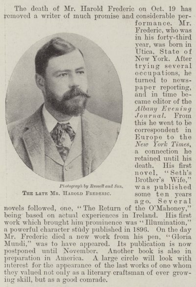 Edesmennyt herra Harold Frederic tekijältä English Photographer