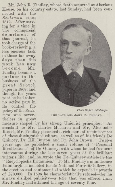 Edesmennyt herra John R Findlay tekijältä English Photographer